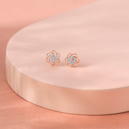Bloomora Muse Diamond & Gold Stud Earrings for Women