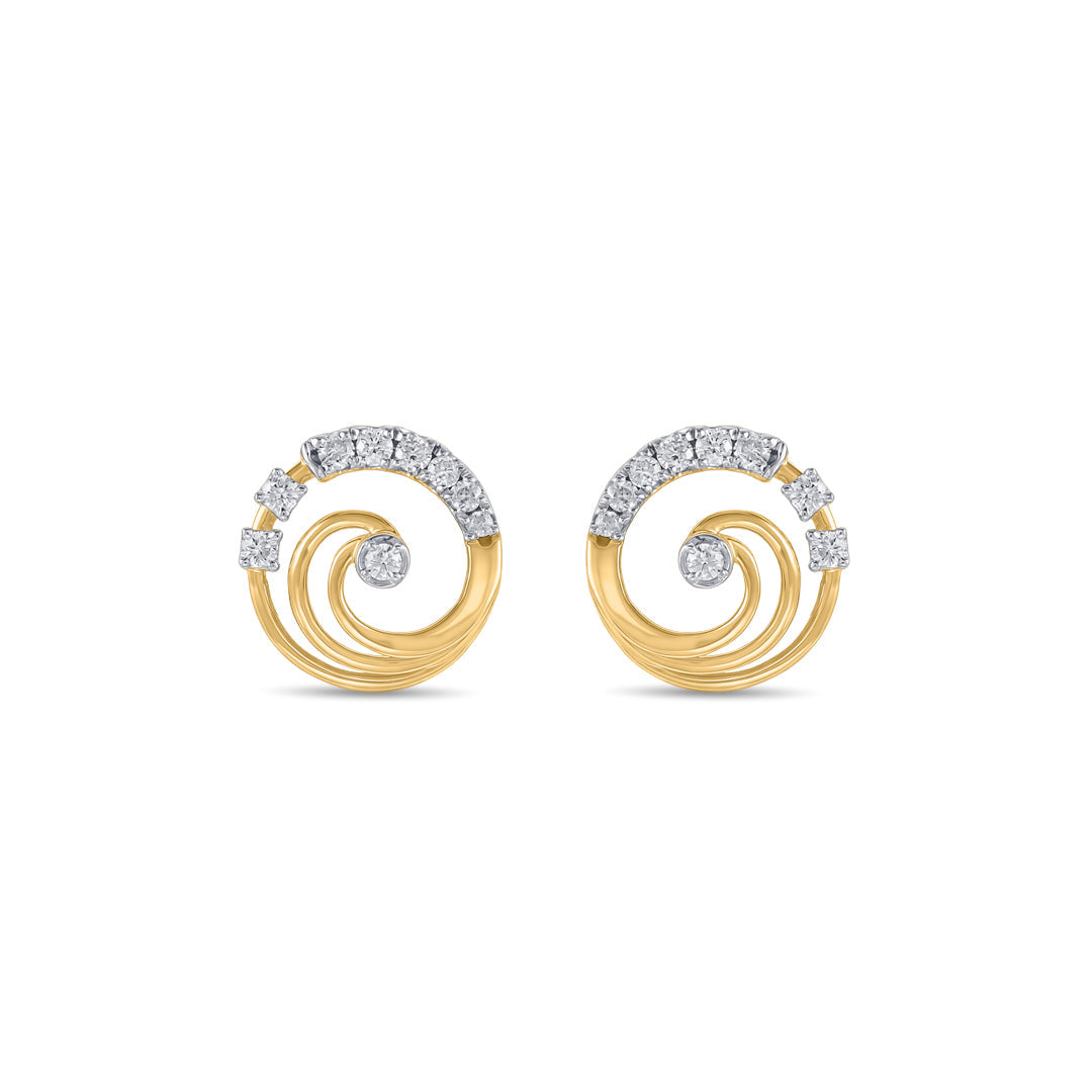 Oria Shine Diamond & Gold Stud Earrings for Women