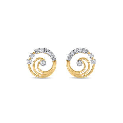 Oria Shine Diamond & Gold Stud Earrings for Women