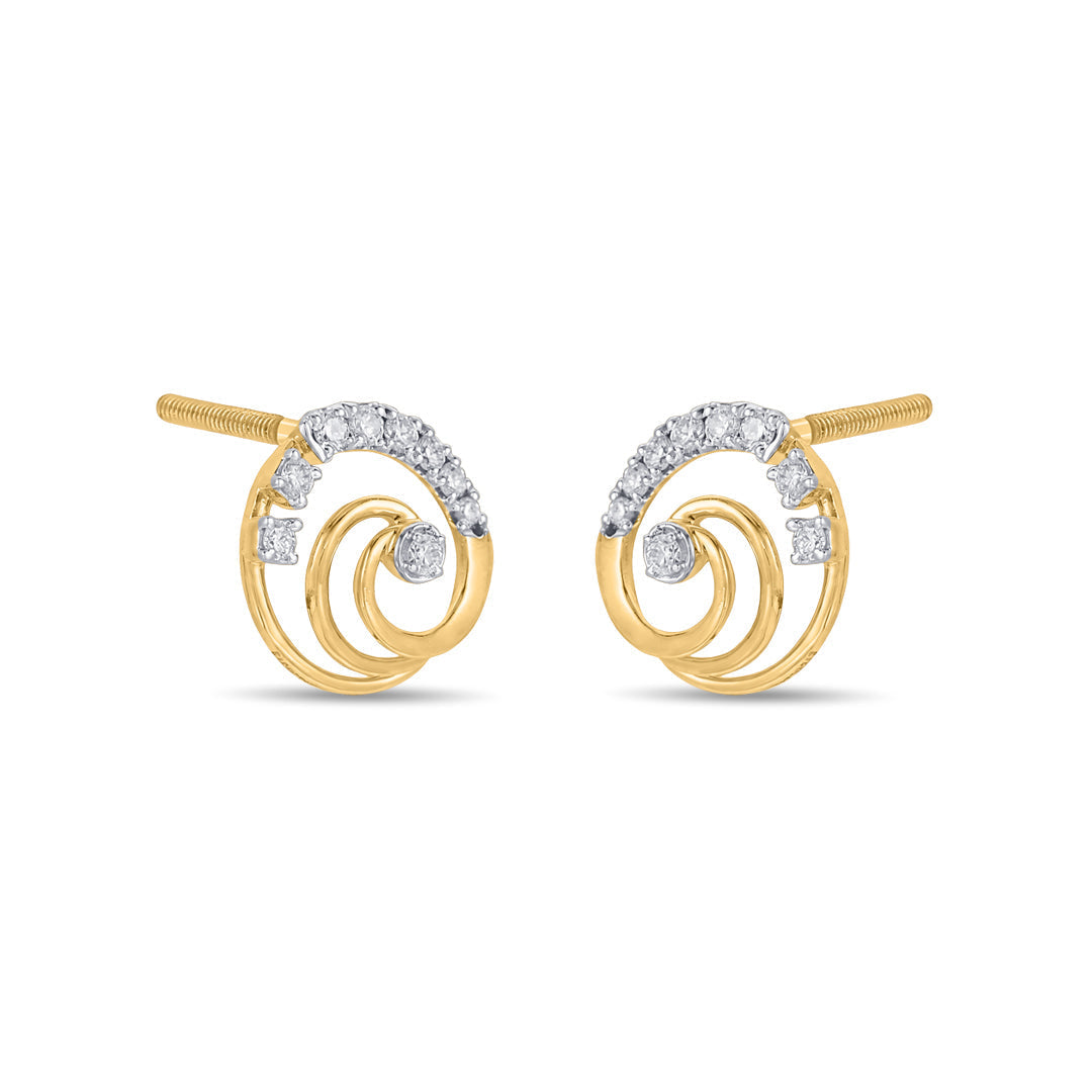 Oria Shine Diamond & Gold Stud Earrings for Women