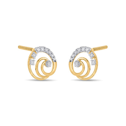 Oria Shine Diamond & Gold Stud Earrings for Women