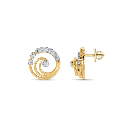 Oria Shine Diamond & Gold Stud Earrings for Women