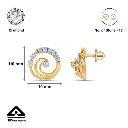 Oria Shine Diamond & Gold Stud Earrings for Women