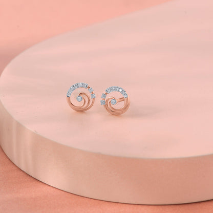 Oria Shine Diamond & Gold Stud Earrings for Women