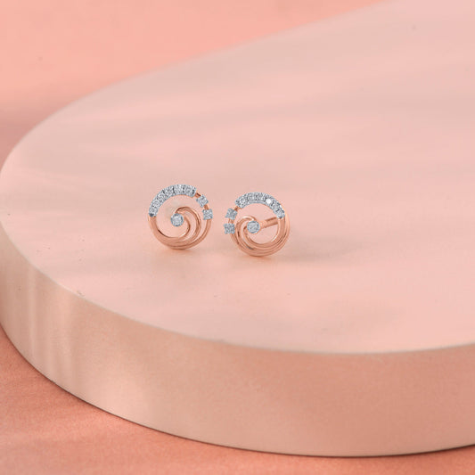 Oria Shine Diamond & Gold Stud Earrings for Women