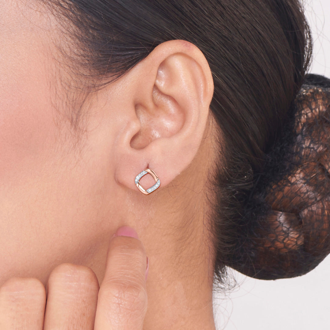 Lume Facet Diamond & Gold Stud Earrings for Women