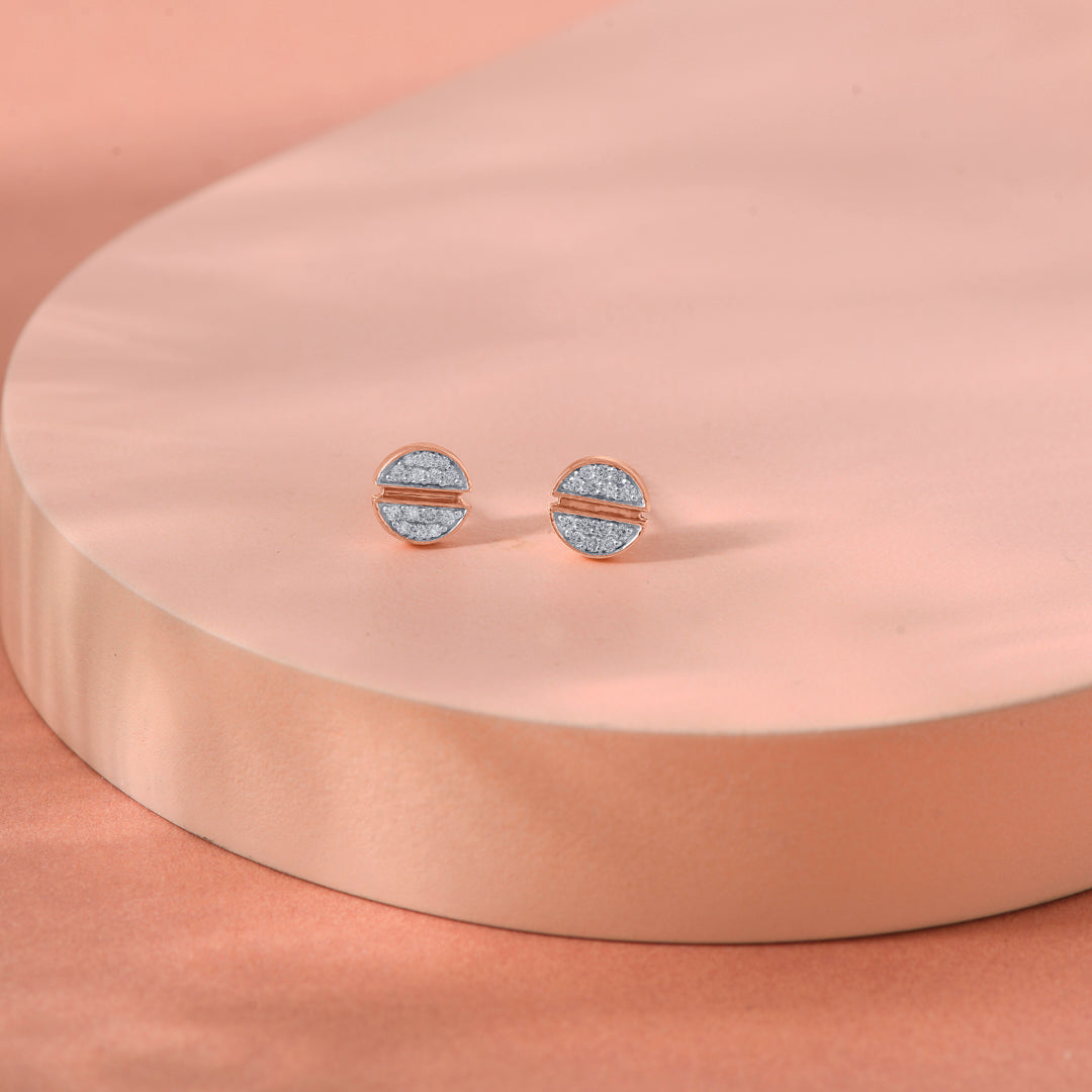 Circa Halo Diamond & Gold Stud Earrings for Women
