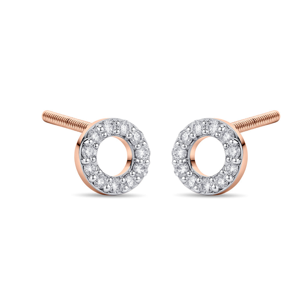 Luminous Orb Diamond & Gold Stud Earrings for Women