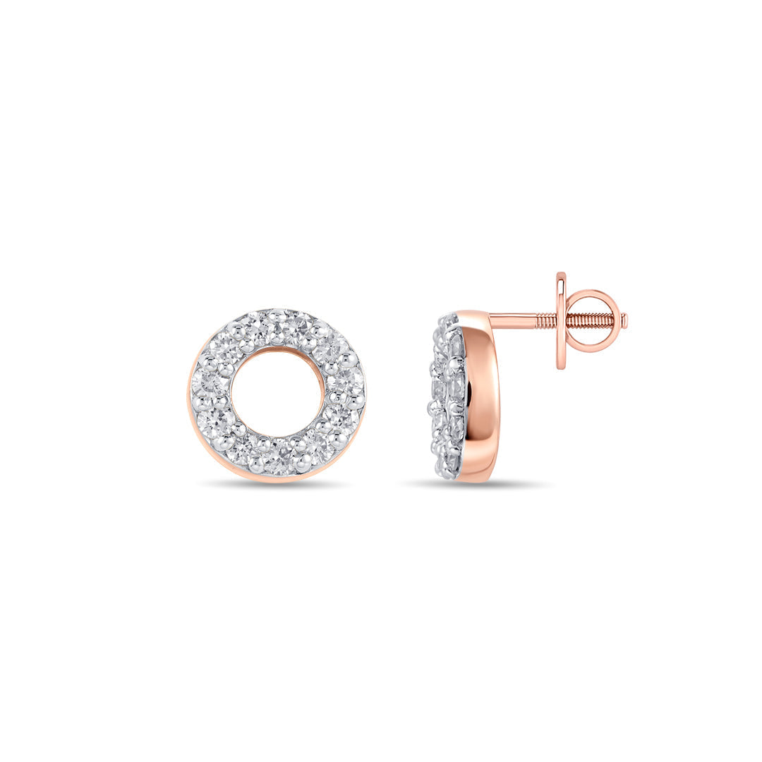 Luminous Orb Diamond & Gold Stud Earrings for Women