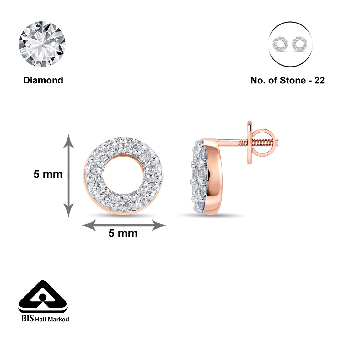 Luminous Orb Diamond & Gold Stud Earrings for Women