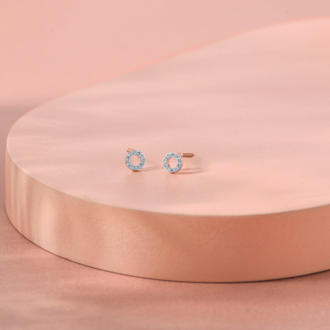 Luminous Orb Diamond & Gold Stud Earrings for Women