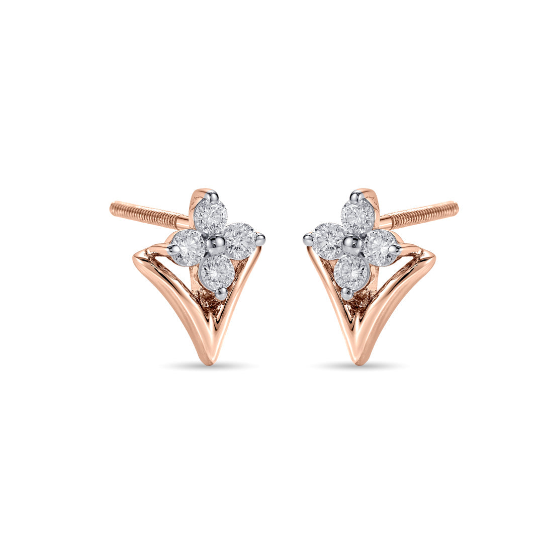 Floretta Frame Diamond & Gold Stud Earrings for Women