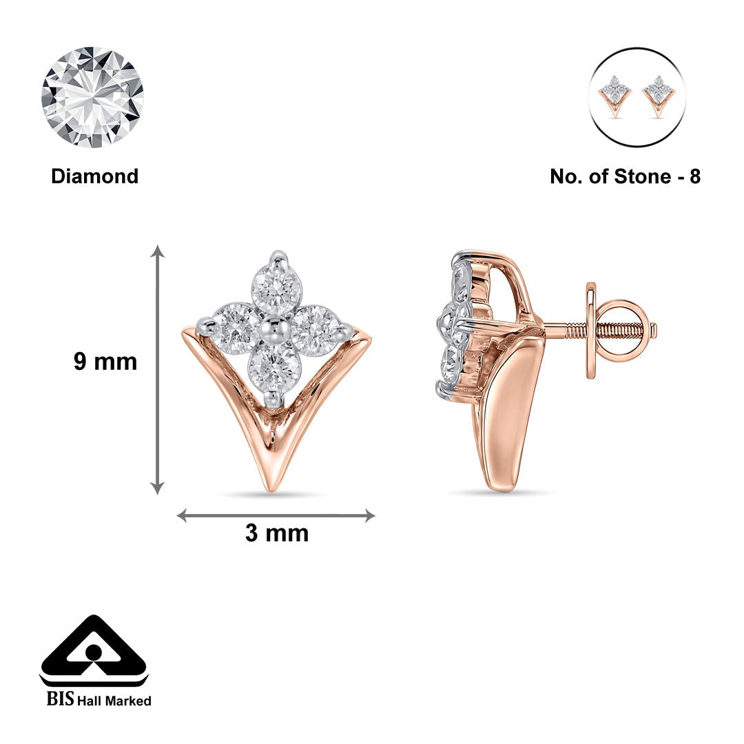 Floretta Frame Diamond & Gold Stud Earrings for Women
