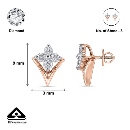Floretta Frame Diamond & Gold Stud Earrings for Women