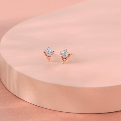 Floretta Frame Diamond & Gold Stud Earrings for Women