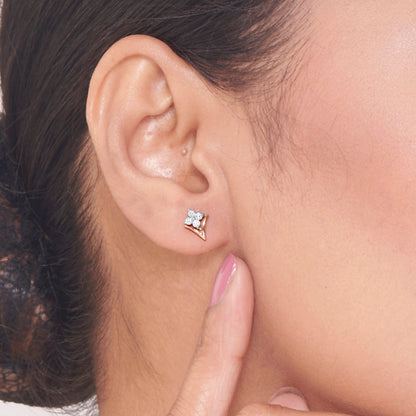 Floretta Frame Diamond & Gold Stud Earrings for Women
