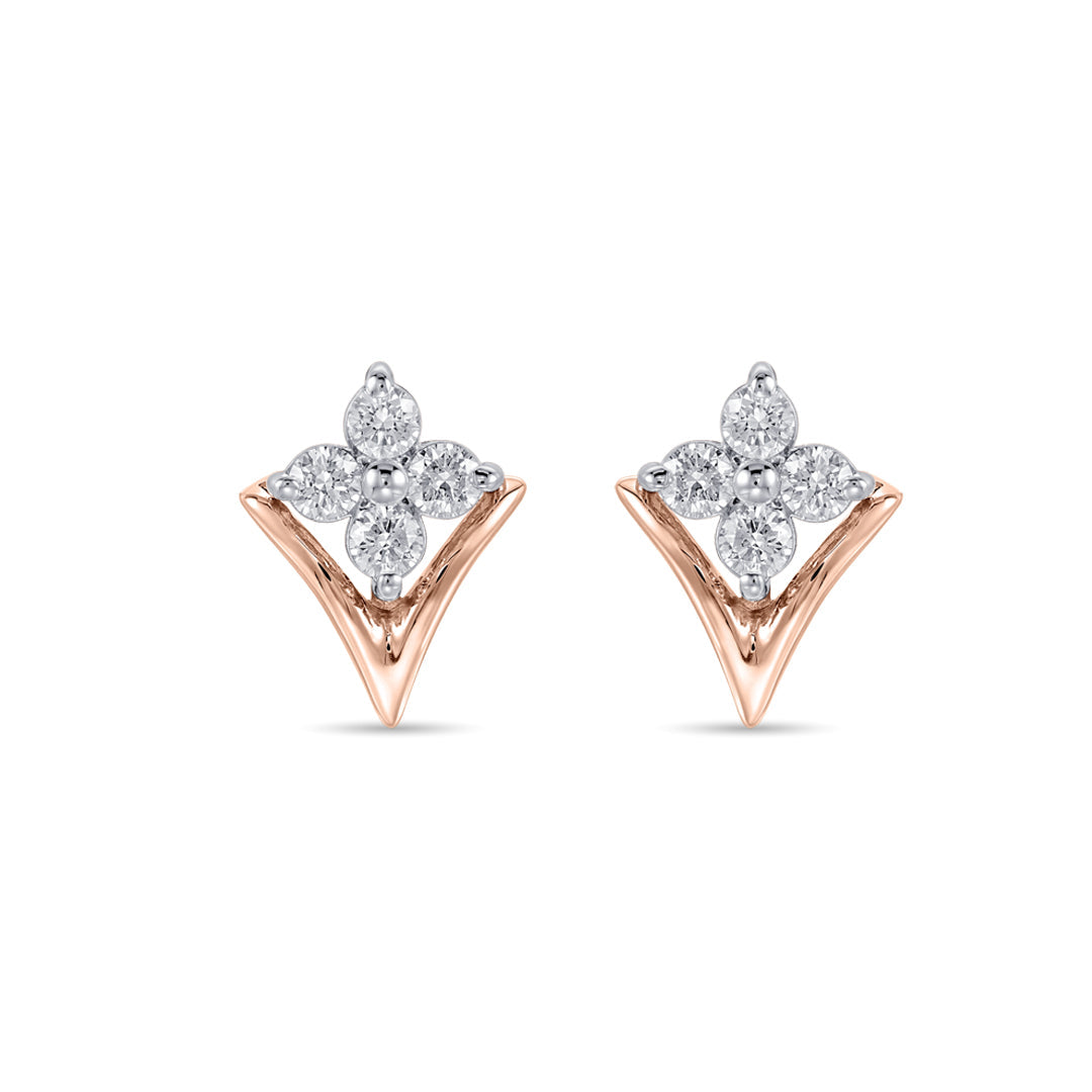 Floretta Frame Diamond & Gold Stud Earrings for Women