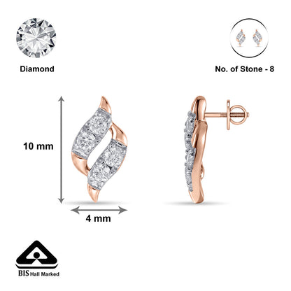 Feather Mist Diamond & Gold Stud Earrings for Women