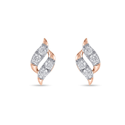 Feather Mist Diamond & Gold Stud Earrings for Women