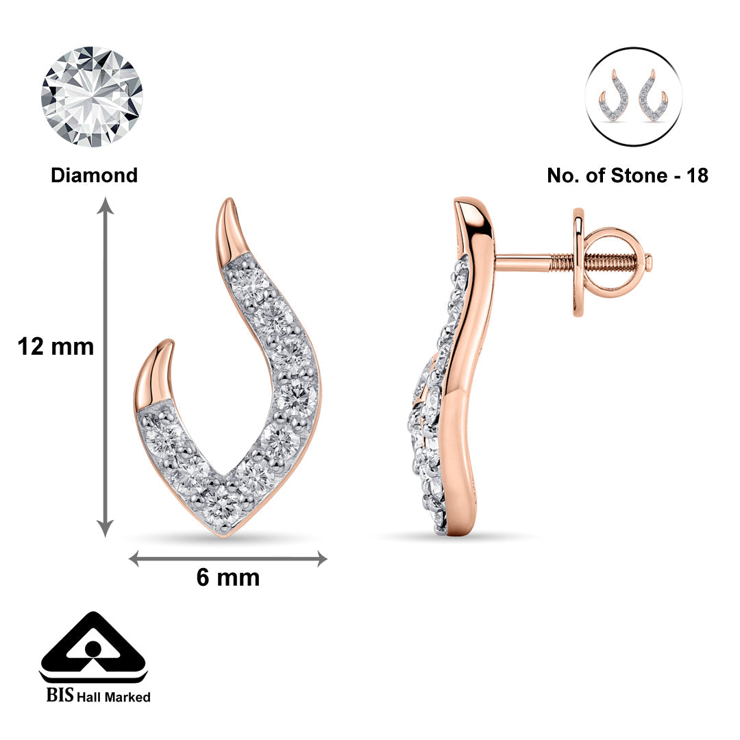 Elara Spiral Diamond & Gold Stud Earrings for Women