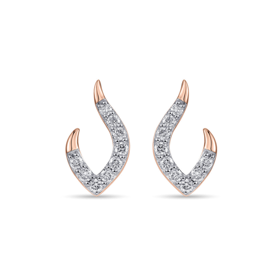 Elara Spiral Diamond & Gold Stud Earrings for Women