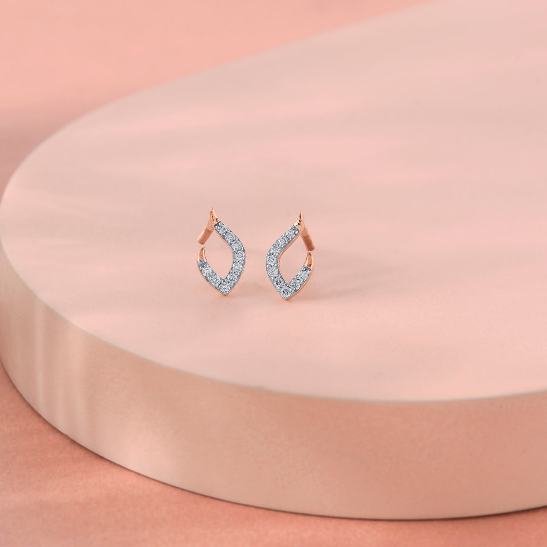 Elara Spiral Diamond & Gold Stud Earrings for Women