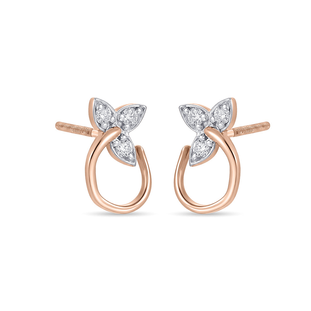 Orlisse Bloom Diamond & Gold Stud Earrings for Women