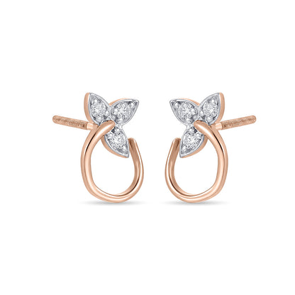 Orlisse Bloom Diamond & Gold Stud Earrings for Women