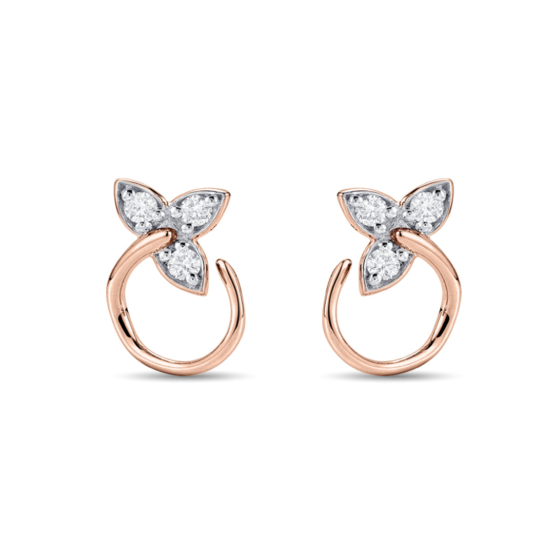 Orlisse Bloom Diamond & Gold Stud Earrings for Women