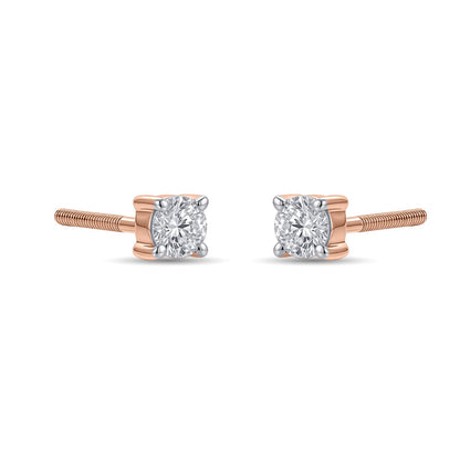 Cirqura Halo Diamond & Gold Stud Earrings for Women