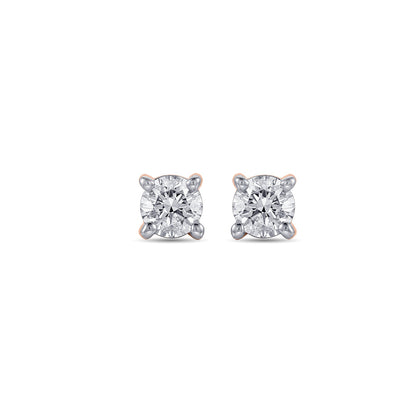 Cirqura Halo Diamond & Gold Stud Earrings for Women