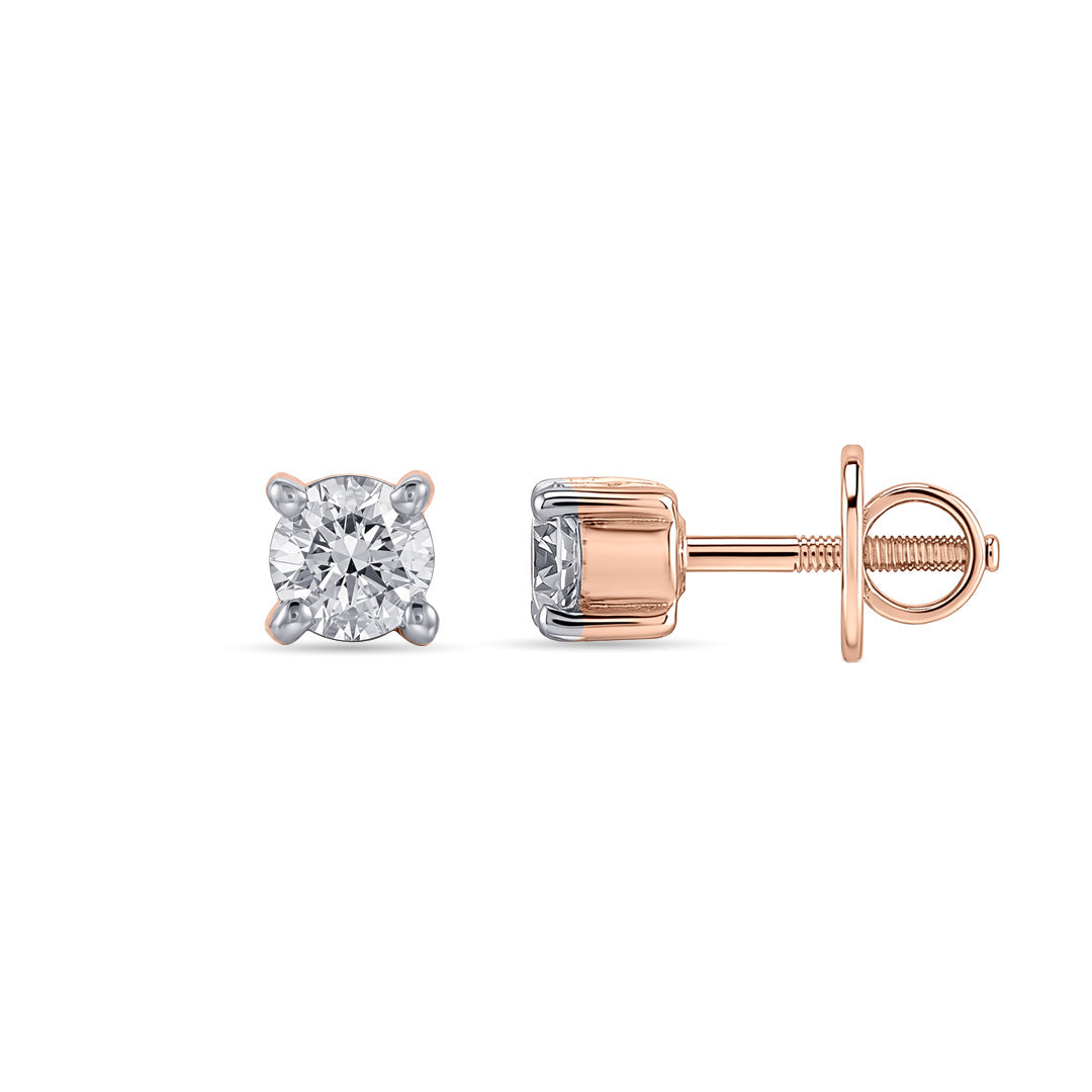 Cirqura Halo Diamond & Gold Stud Earrings for Women