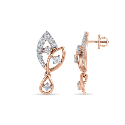 Leaf Glow Diamond & Gold Stud Earrings for Women