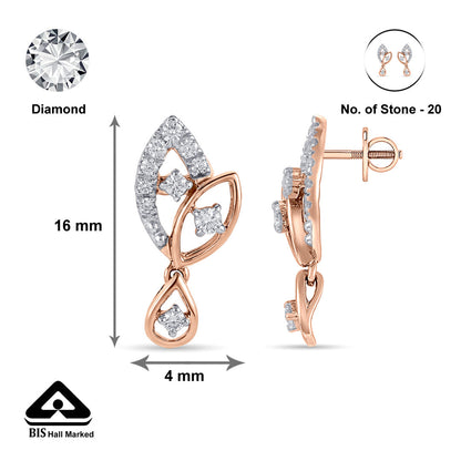 Leaf Glow Diamond & Gold Stud Earrings for Women