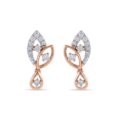 Leaf Glow Diamond & Gold Stud Earrings for Women