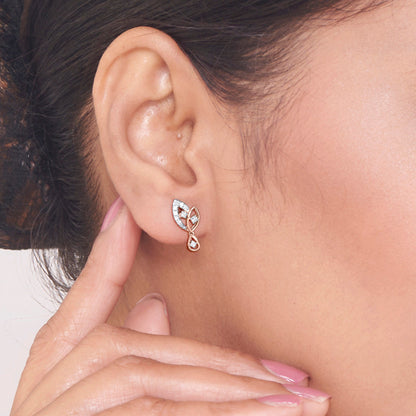 Leaf Glow Diamond & Gold Stud Earrings for Women