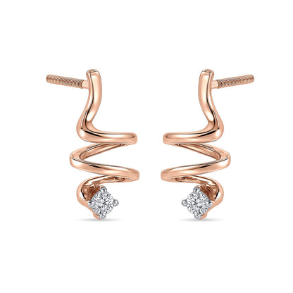 Helix Curve Diamond & Gold Stud Earrings for Women