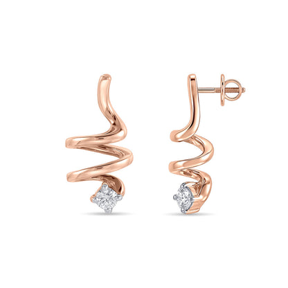 Helix Curve Diamond & Gold Stud Earrings for Women