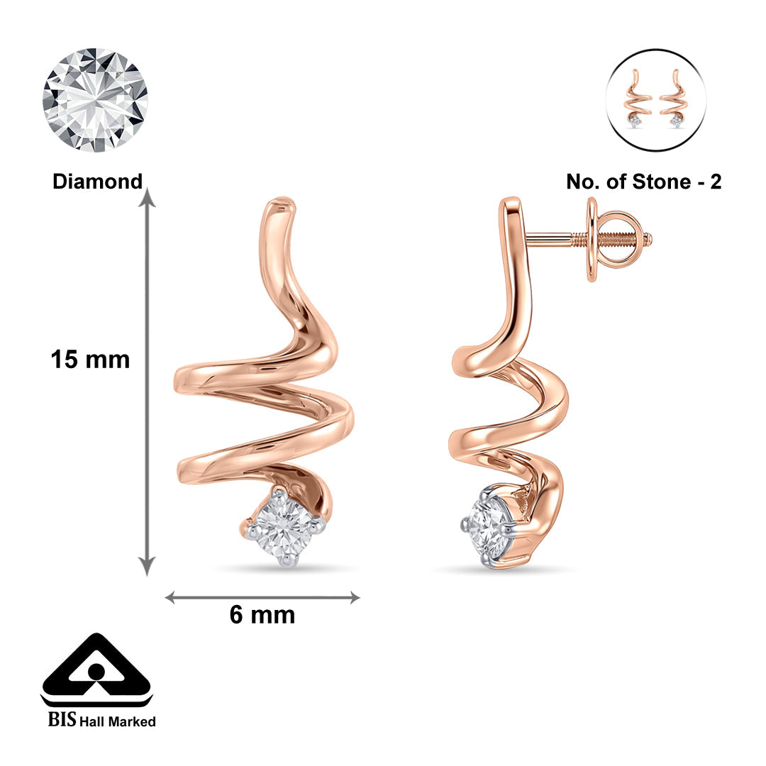 Helix Curve Diamond & Gold Stud Earrings for Women