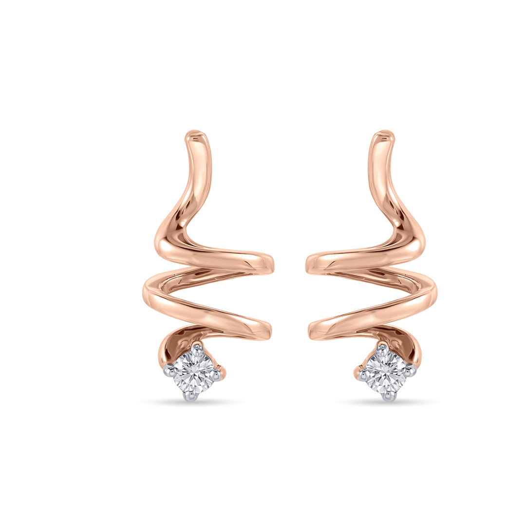 Helix Curve Diamond & Gold Stud Earrings for Women