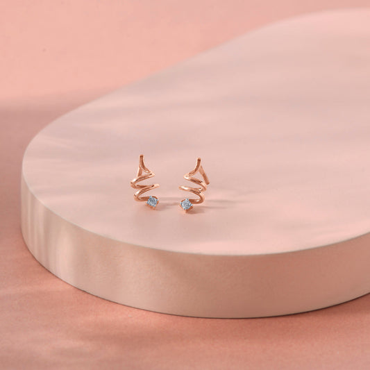 Helix Curve Diamond & Gold Stud Earrings for Women