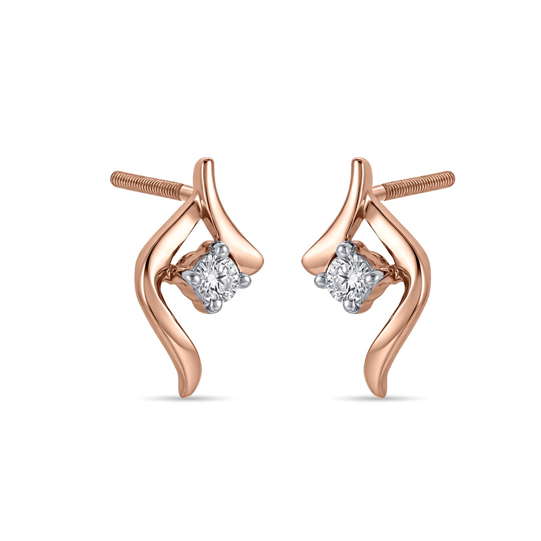 Comet Glow Diamond & Gold Stud Earrings for Women
