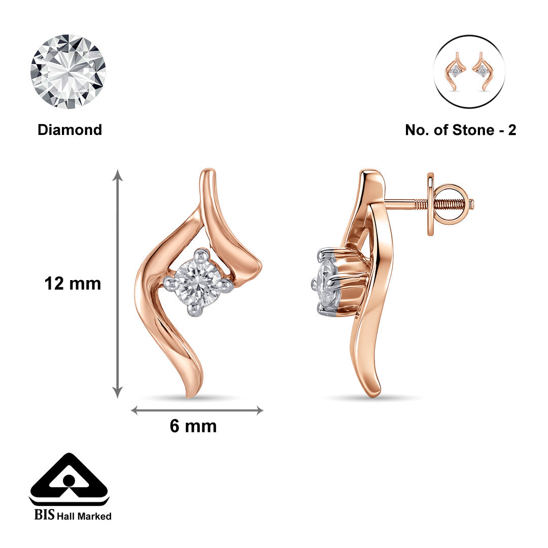 Comet Glow Diamond & Gold Stud Earrings for Women