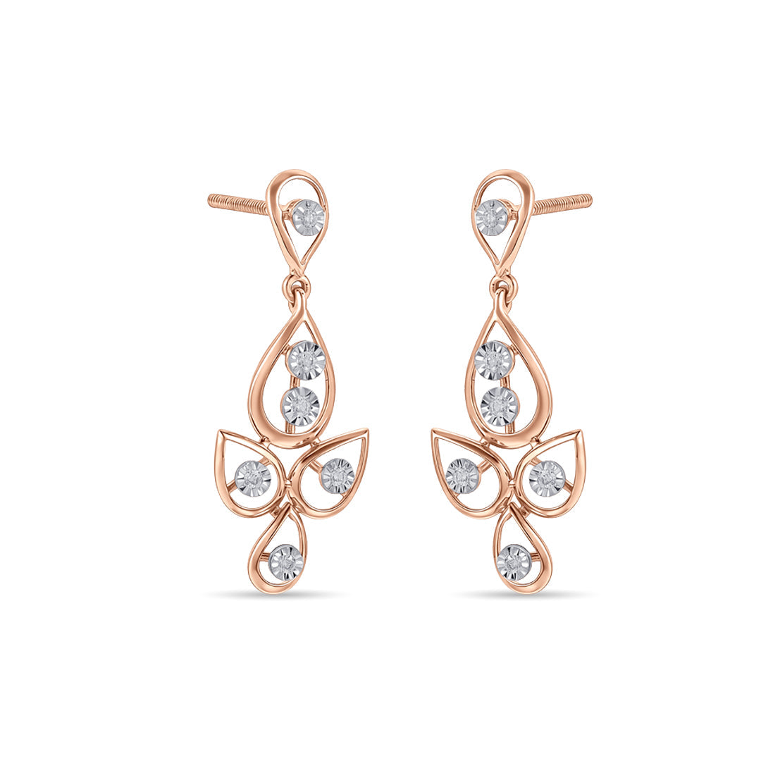 Leaf Drift Diamond & Gold Drops & Danglers Earrings for Women