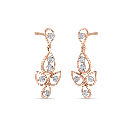 Leaf Drift Diamond & Gold Drops & Danglers Earrings for Women