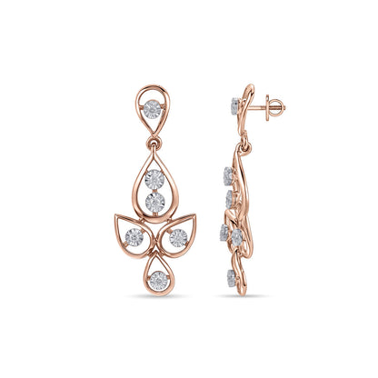 Leaf Drift Diamond & Gold Drops & Danglers Earrings for Women