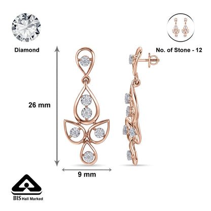 Leaf Drift Diamond & Gold Drops & Danglers Earrings for Women