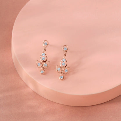 Leaf Drift Diamond & Gold Drops & Danglers Earrings for Women