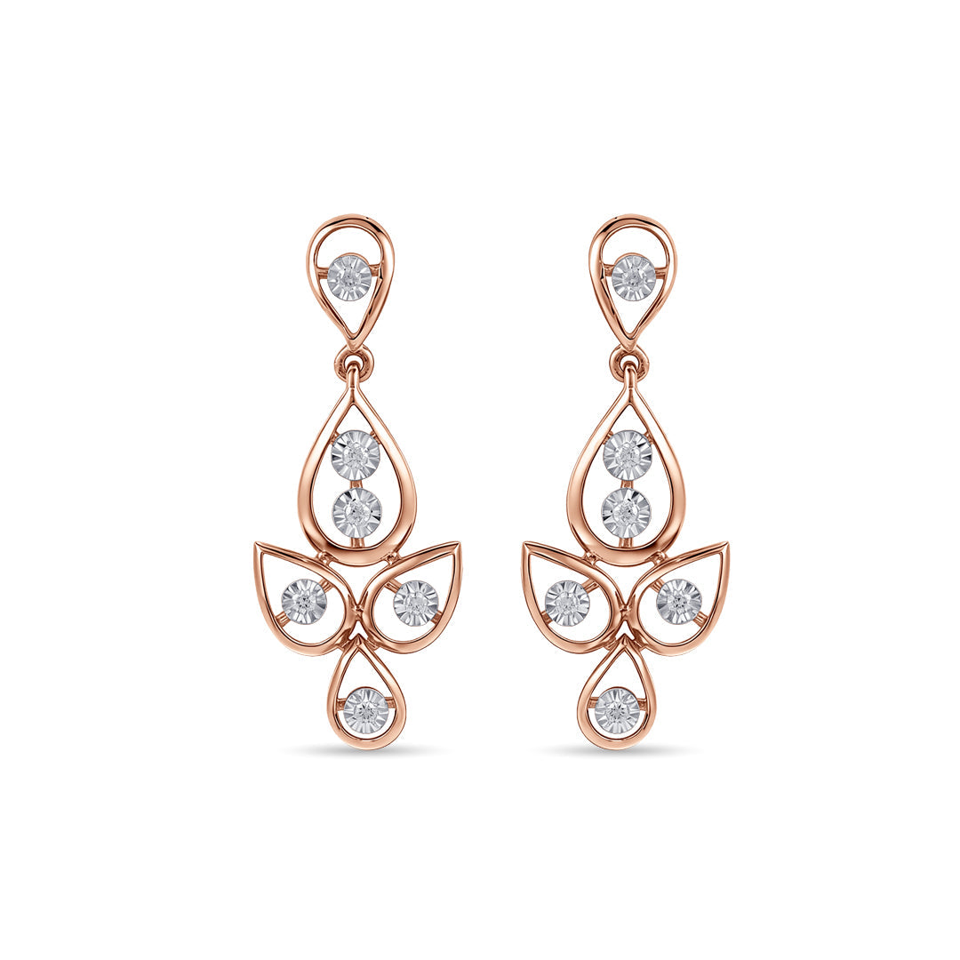 Leaf Drift Diamond & Gold Drops & Danglers Earrings for Women