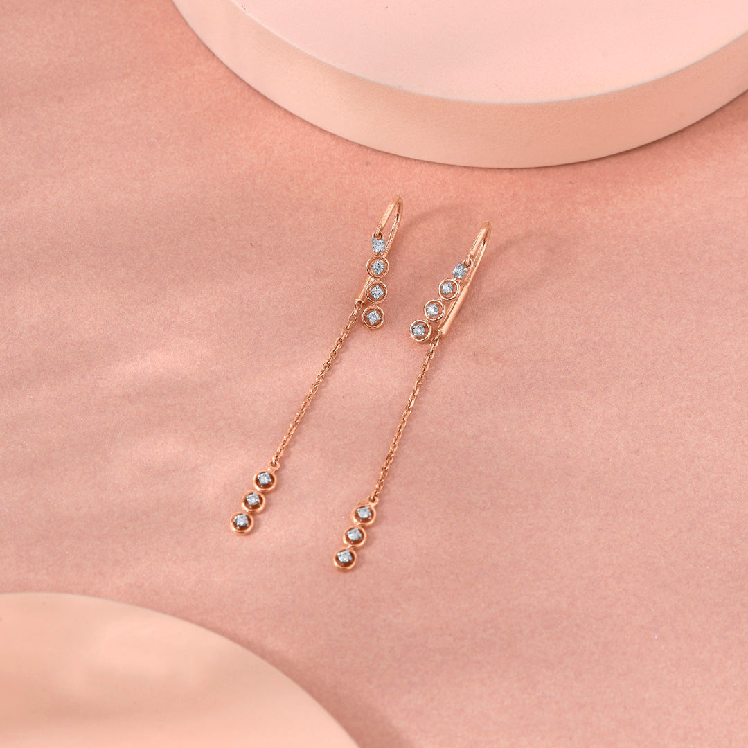 Crystal Flow Diamond & Gold Sui Dhaga Earrings for Women